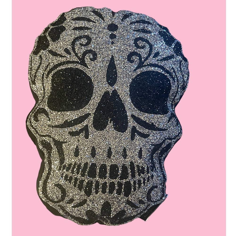 TIK TOK VIRAL Rhinestone Sugar Skull Halloween 2023‎ Decorative Pillow New